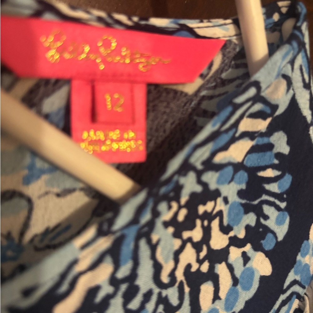 Lilly Pulitzer Blue and White Elbow Sleeve Dress - Picture 7 of 7